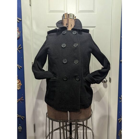 Maurices Double Breasted Wool Blend Peacoat Military Style - Picture 5 of 13